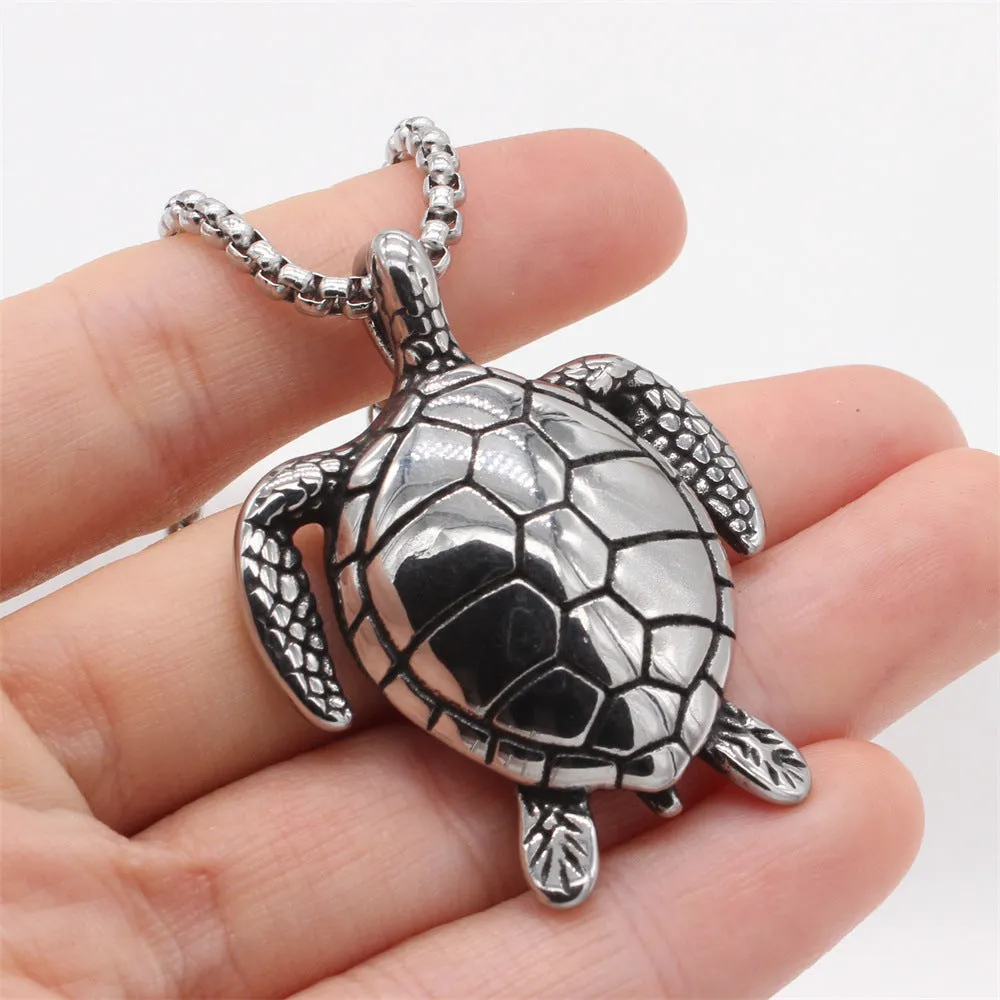 Titanium Steel Trendy Turtle Pendant for Men - Hip Hop Style Chain