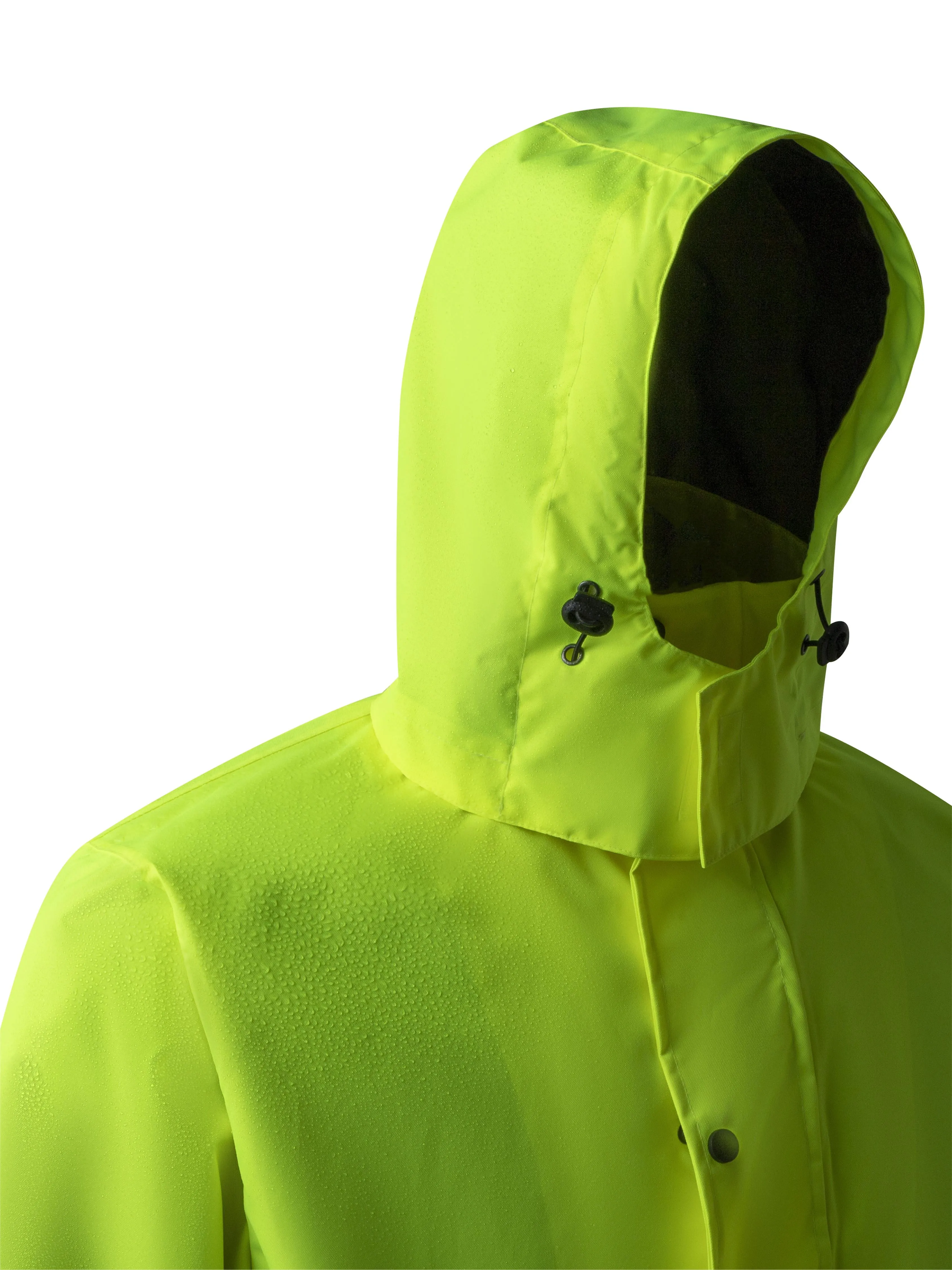 Ubon Men's Hi Vis Long Raincoat Waterproof Reflective Safety Rain Jacket High Visibility with Detachable Hood