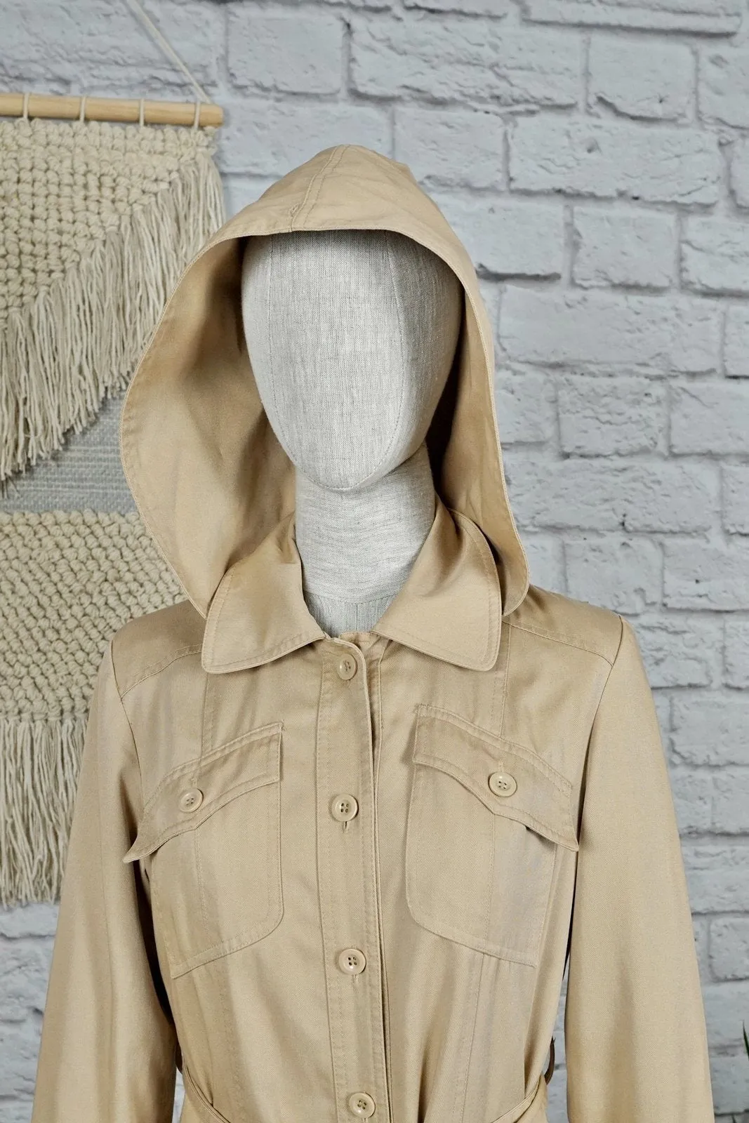 Vintage Classic Hooded Trench Coat