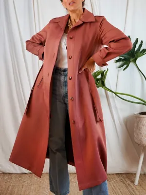 Vintage Dusty Rose Belted Trench Coat