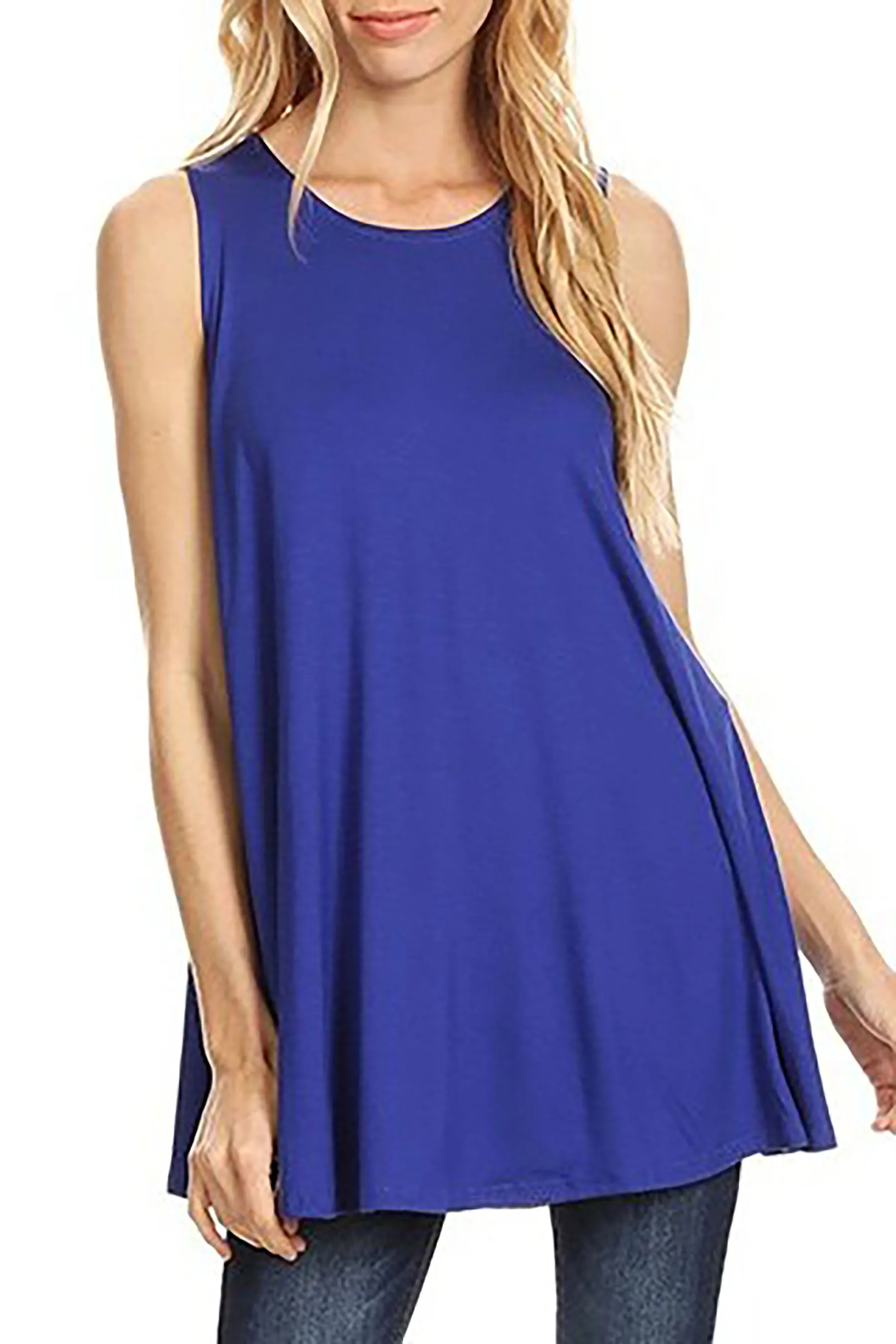 Women's Casual A line Sleeveless Tunic Top