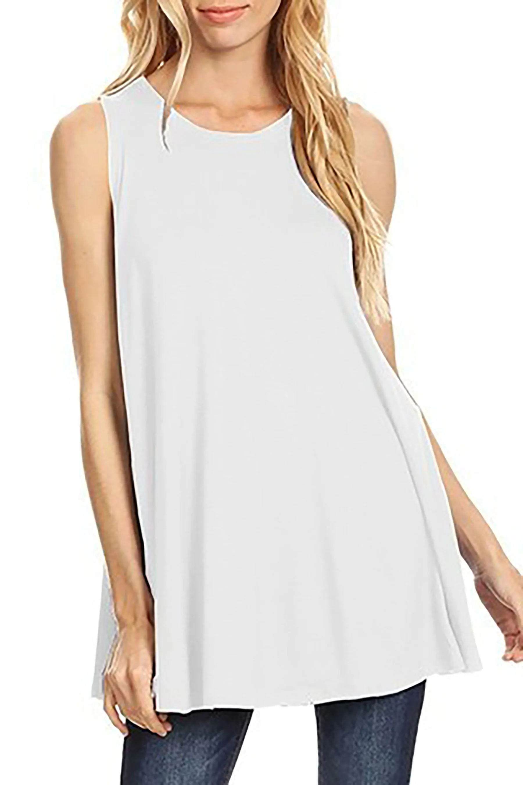 Women's Casual A line Sleeveless Tunic Top