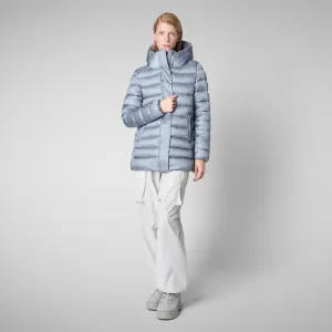 Women's Hooded Animal free Puffer Coat Drimia in Blue Fog