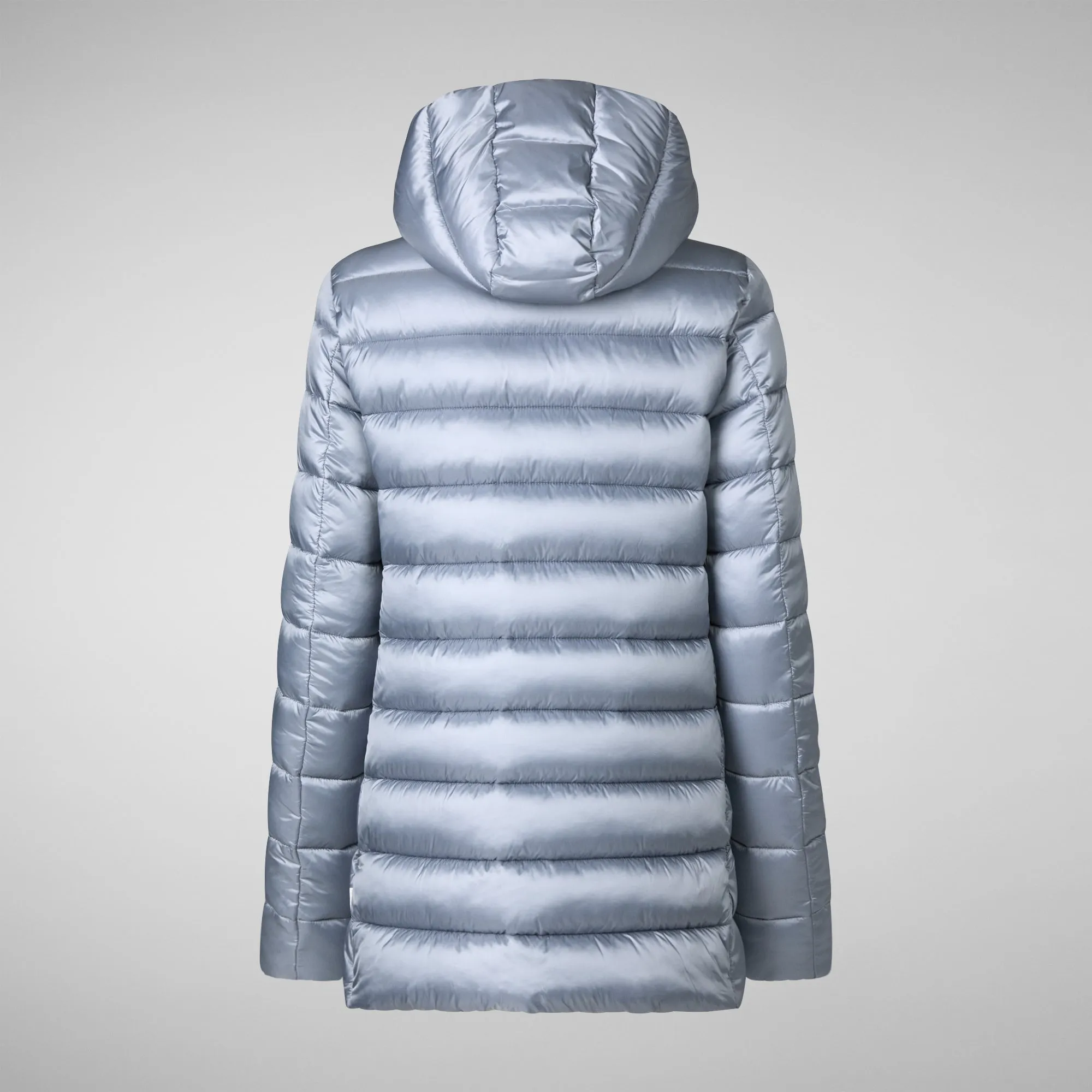 Women's Hooded Animal free Puffer Coat Drimia in Blue Fog