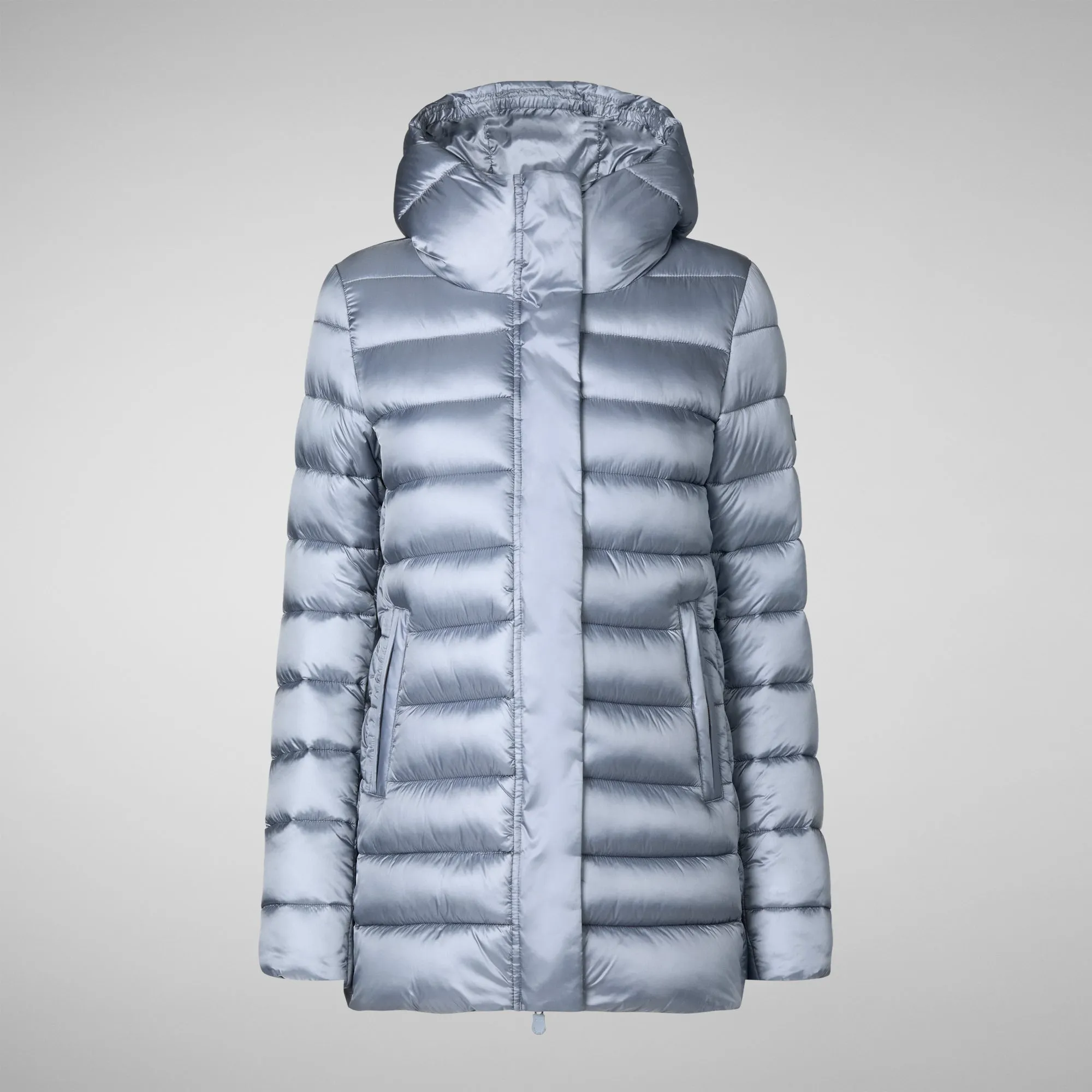 Women's Hooded Animal free Puffer Coat Drimia in Blue Fog