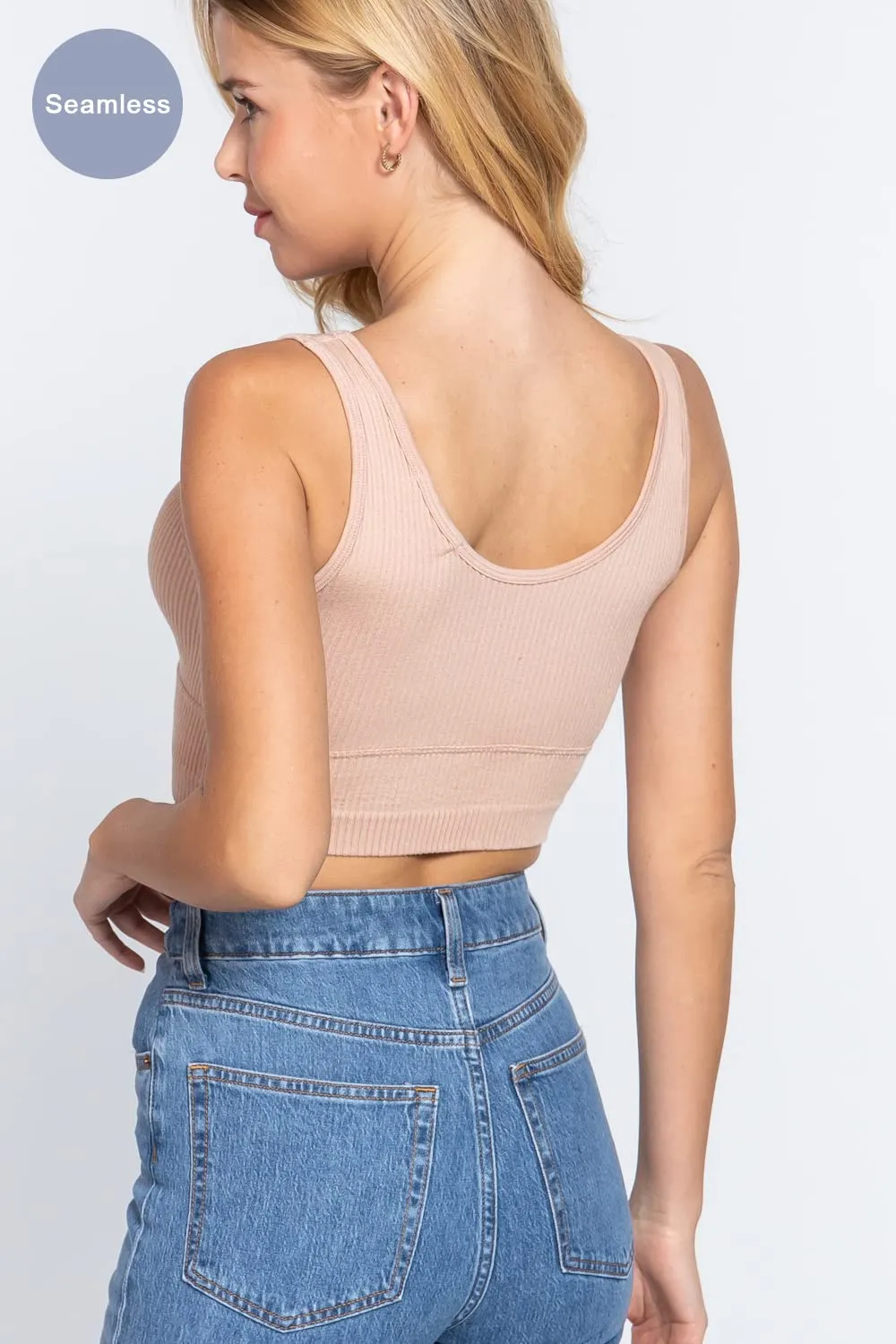 Women's V-Neck Seamless Crop Tank Top