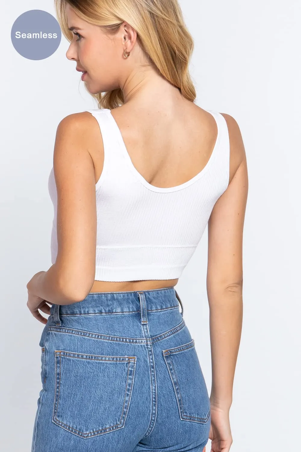 Women's V-Neck Seamless Crop Tank Top