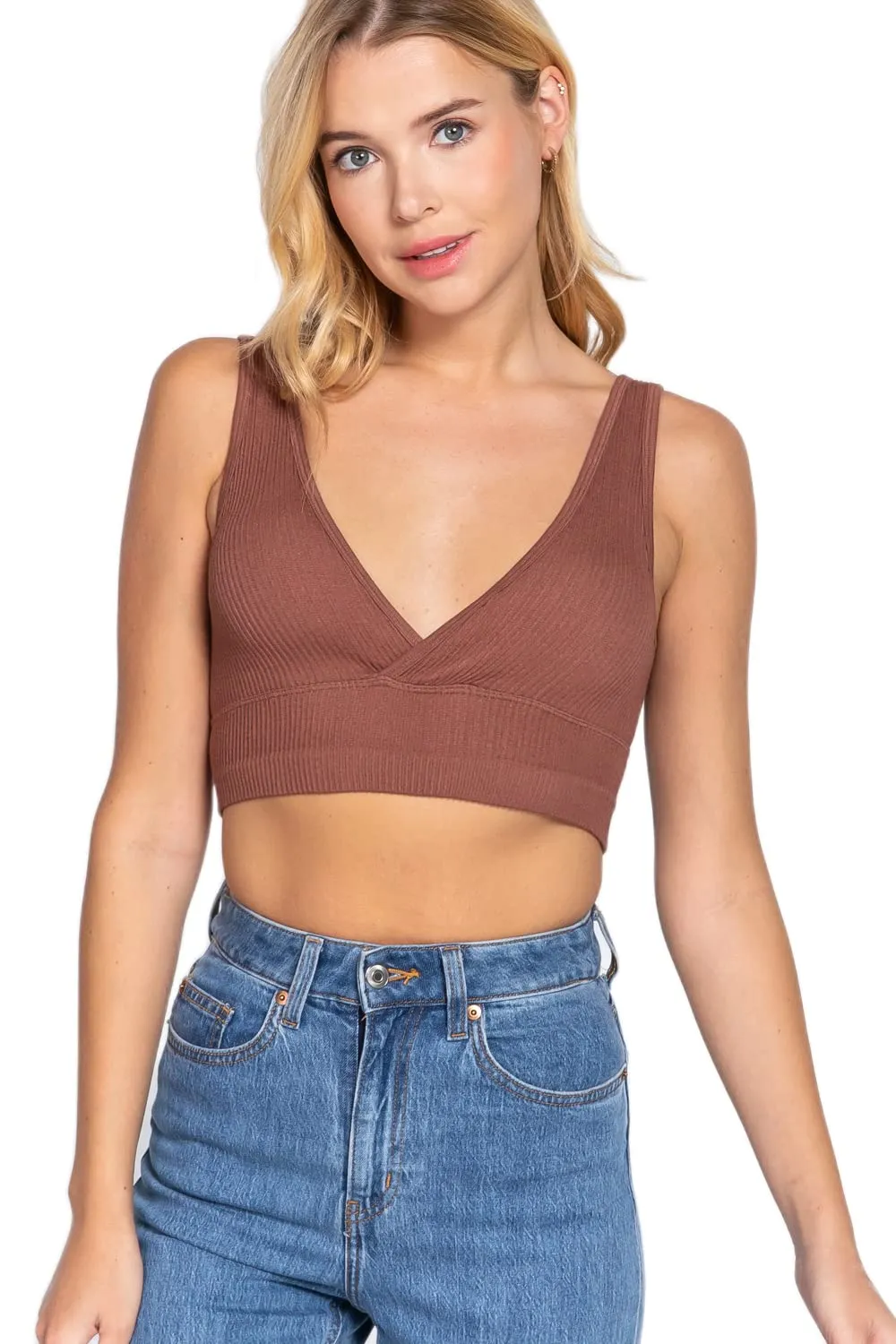 Women's V-Neck Seamless Crop Tank Top