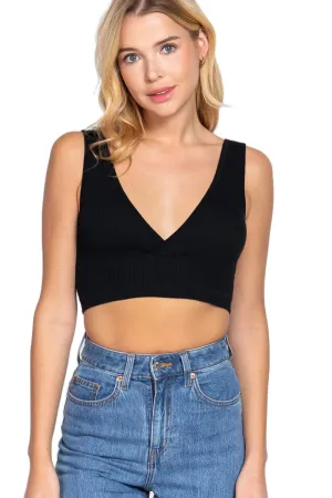 Women's V-Neck Seamless Crop Tank Top