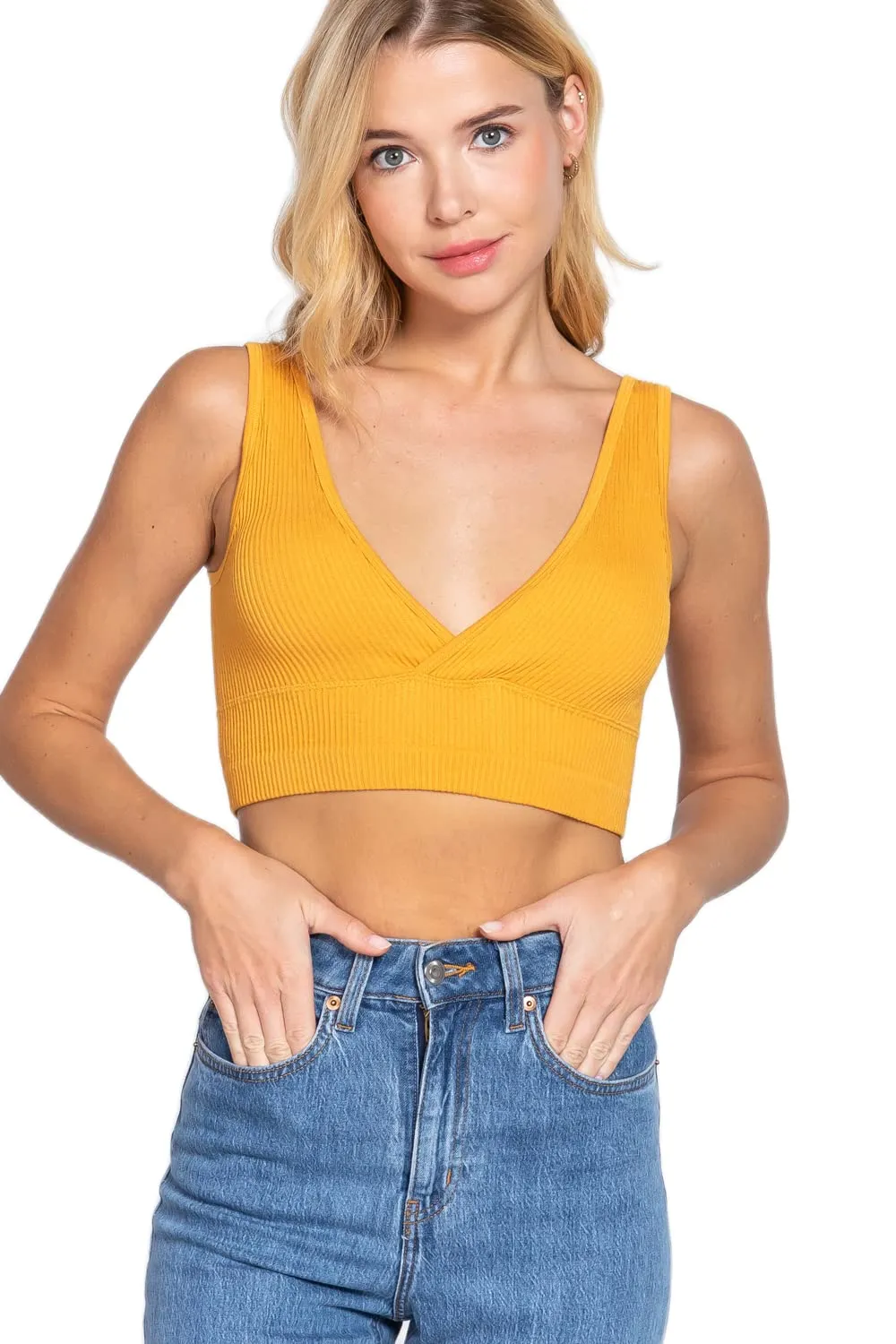 Women's V-Neck Seamless Crop Tank Top