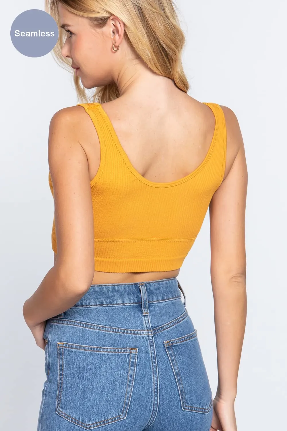 Women's V-Neck Seamless Crop Tank Top