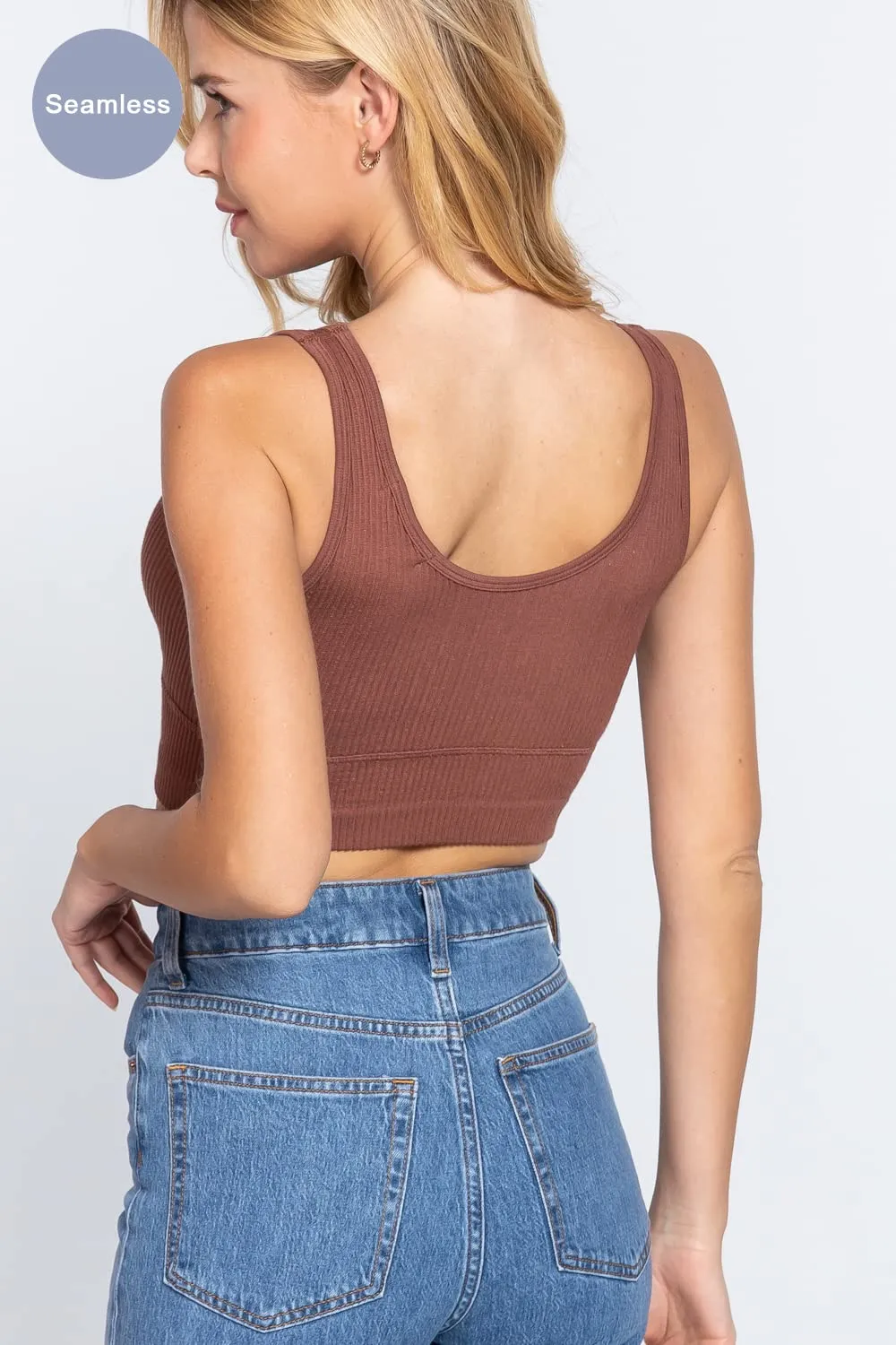 Women's V-Neck Seamless Crop Tank Top