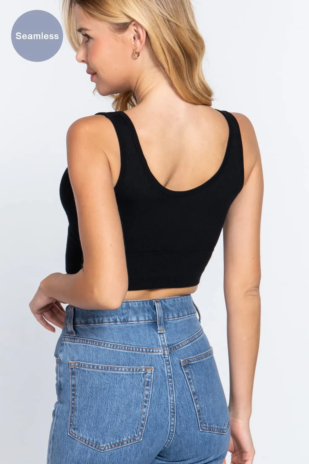 Women's V-Neck Seamless Crop Tank Top