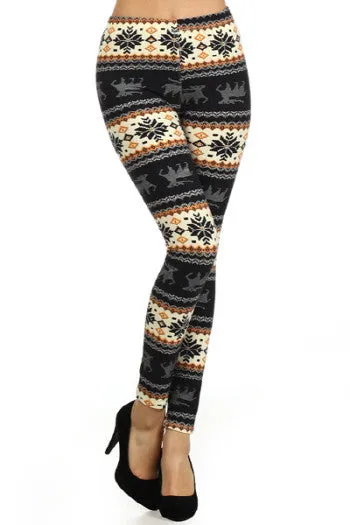 Yoga Waist 5" Reindeer Print Leggings