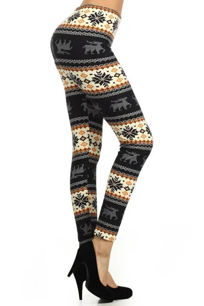 Yoga Waist 5" Reindeer Print Leggings